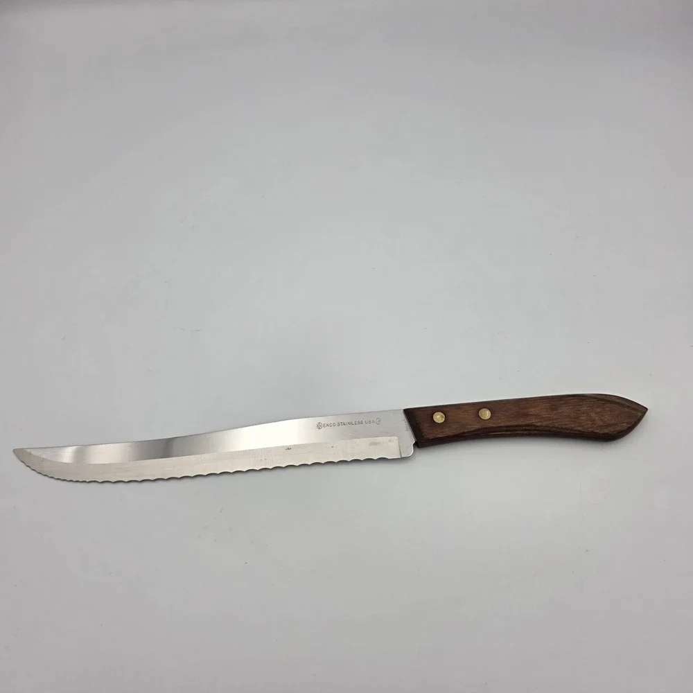 EKCO Stainless USA Serrated Knife Wood Handle Bread Ham Pointed Edge 7.75